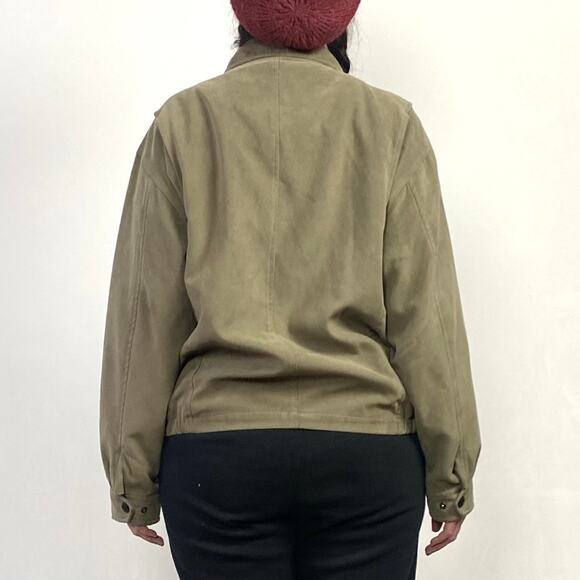 Weatherproof Tan Beige Faux Suede Bomber Field Jacket Sz L - Picture 3 of 10